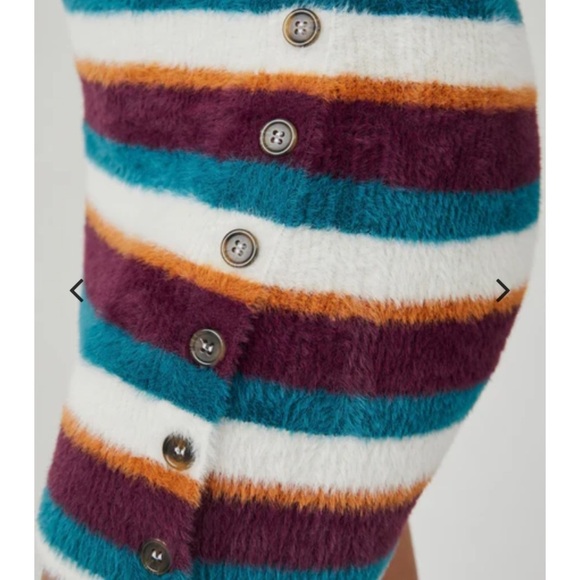 NWT Free People Ciara Sweater Mini Buttoned Striped Fig Jam Skirt Size Small - Picture 3 of 11